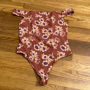 Intimately Floral Off Shoulder Thong Leotard